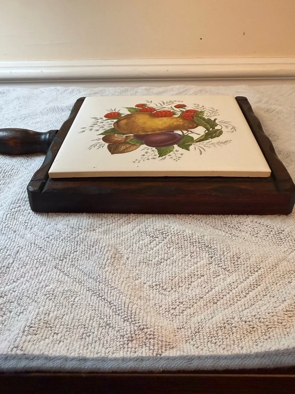 Botanical Fruit Ceramic Trivet - Gold, Red, Purple